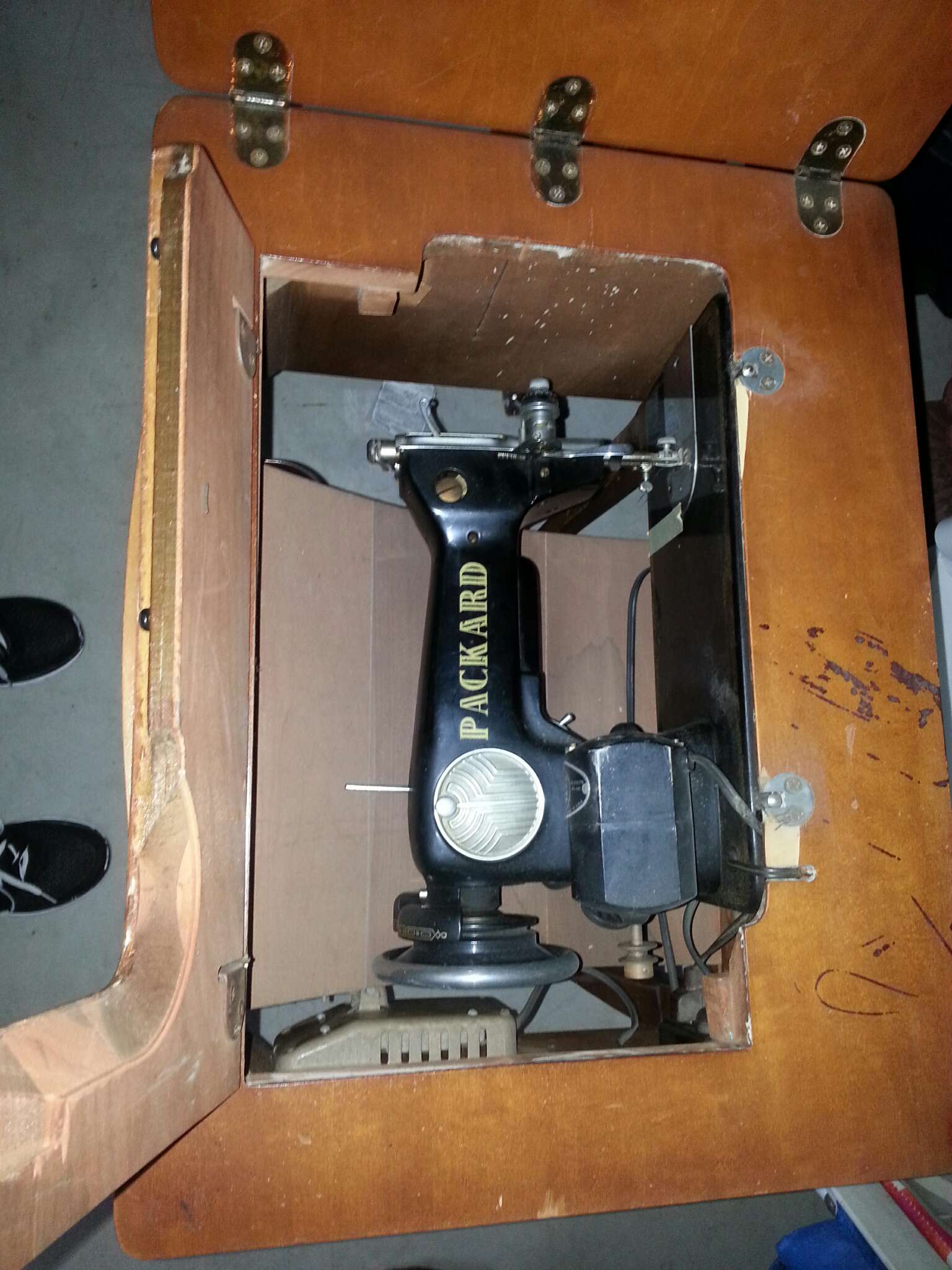 Antique Packard Sewing Machine And Rocking Chair For Sale