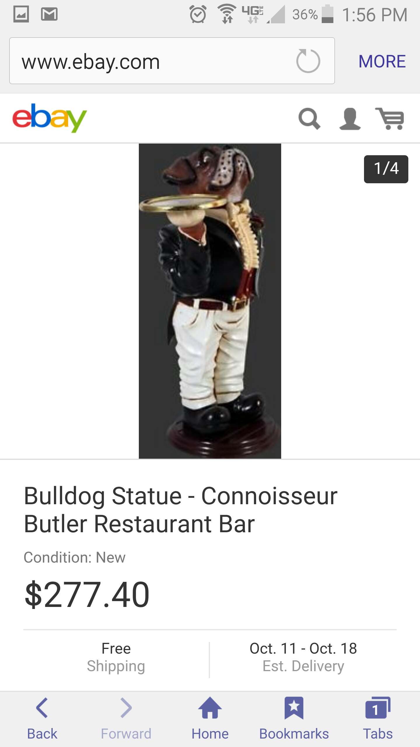 Vintage Bulldog Butler statue with tray for sale in Riverside, CA