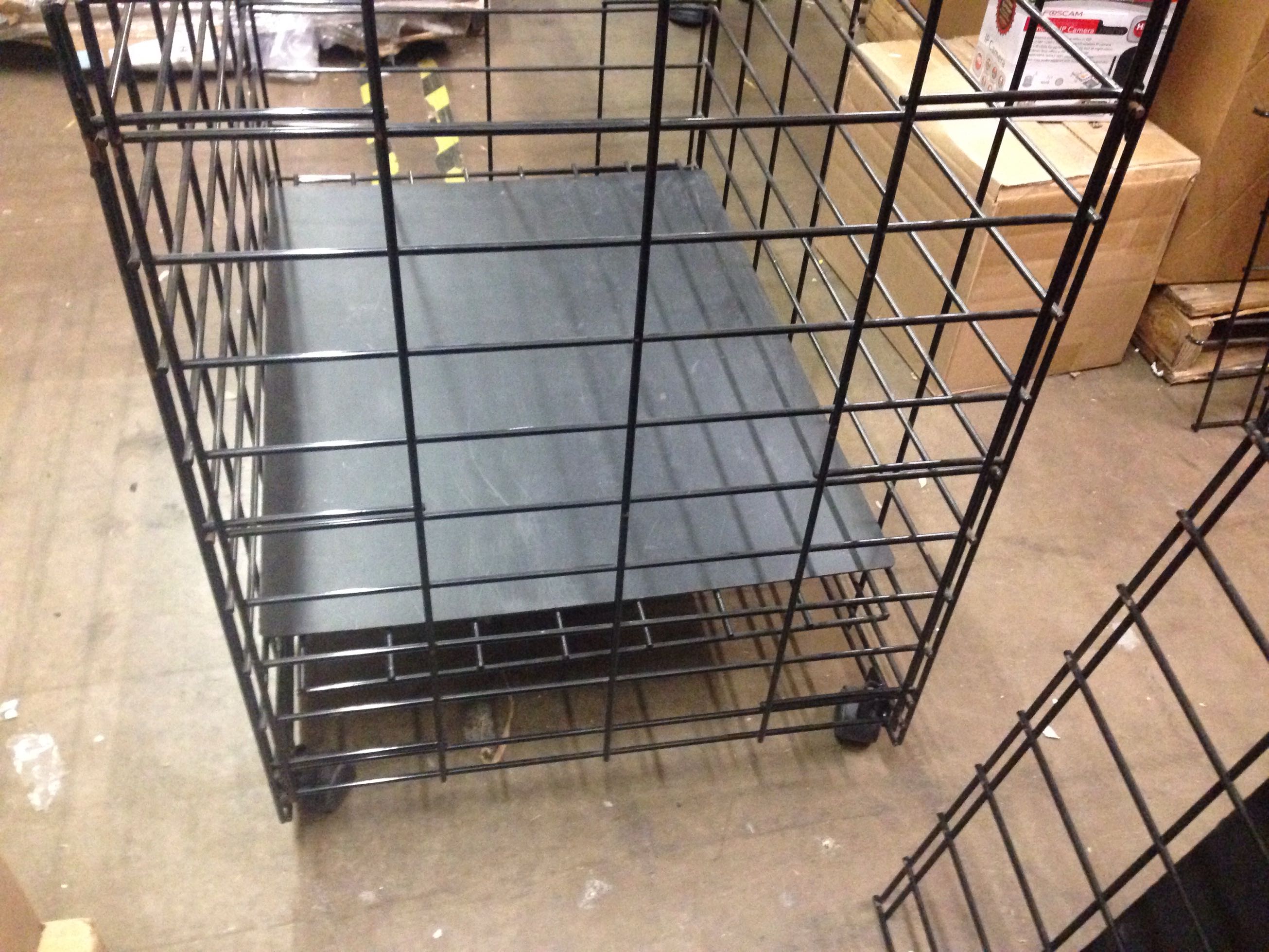 Lot of 5 Steel Wire Dump Storage Bins on wheels (3 Small & 2 Big) for