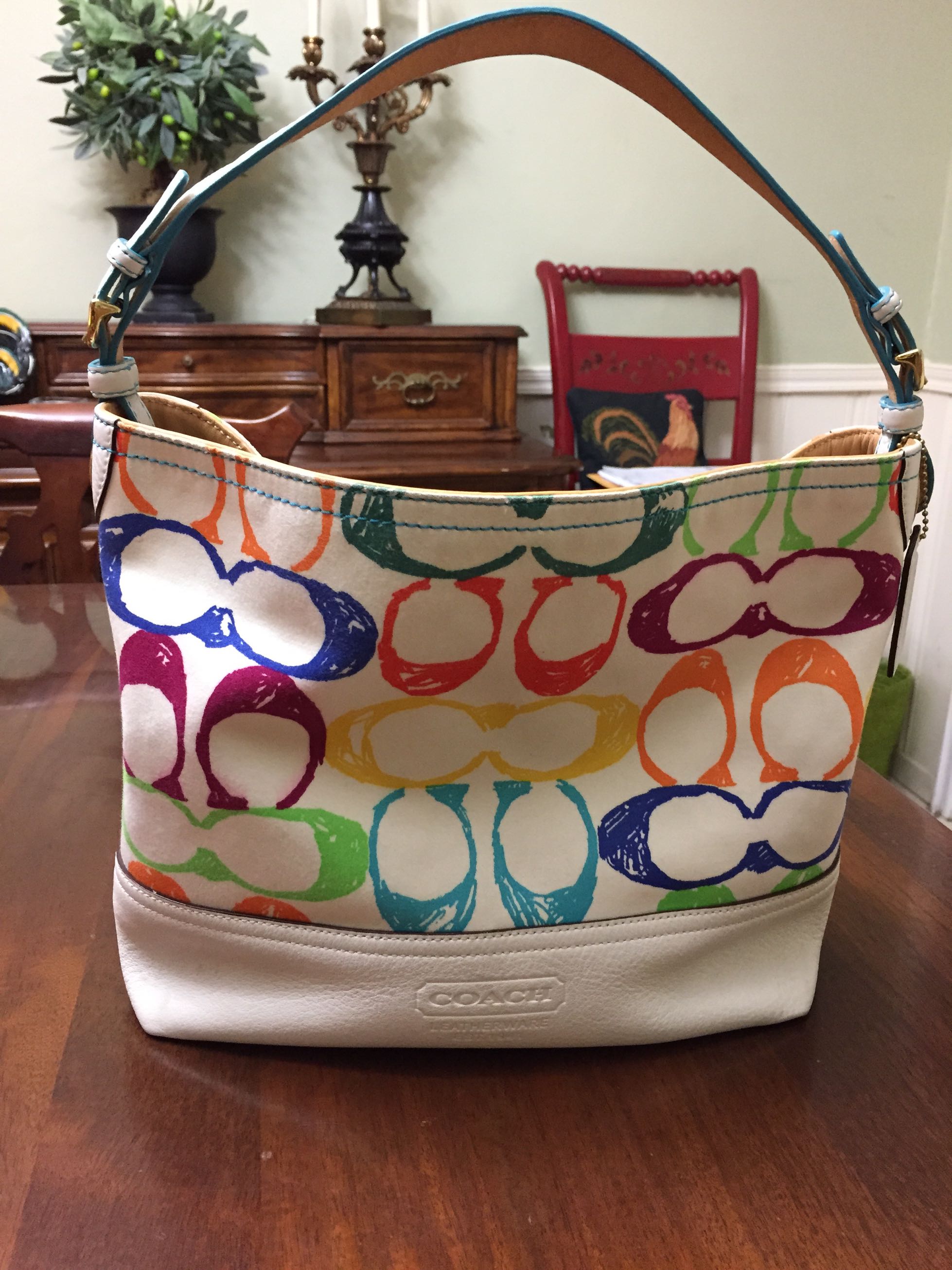 Authentic Coach Scribble Handbag, Multi-color C&#39;s, Canvas, Large for sale in Dallas, TX - 5miles ...