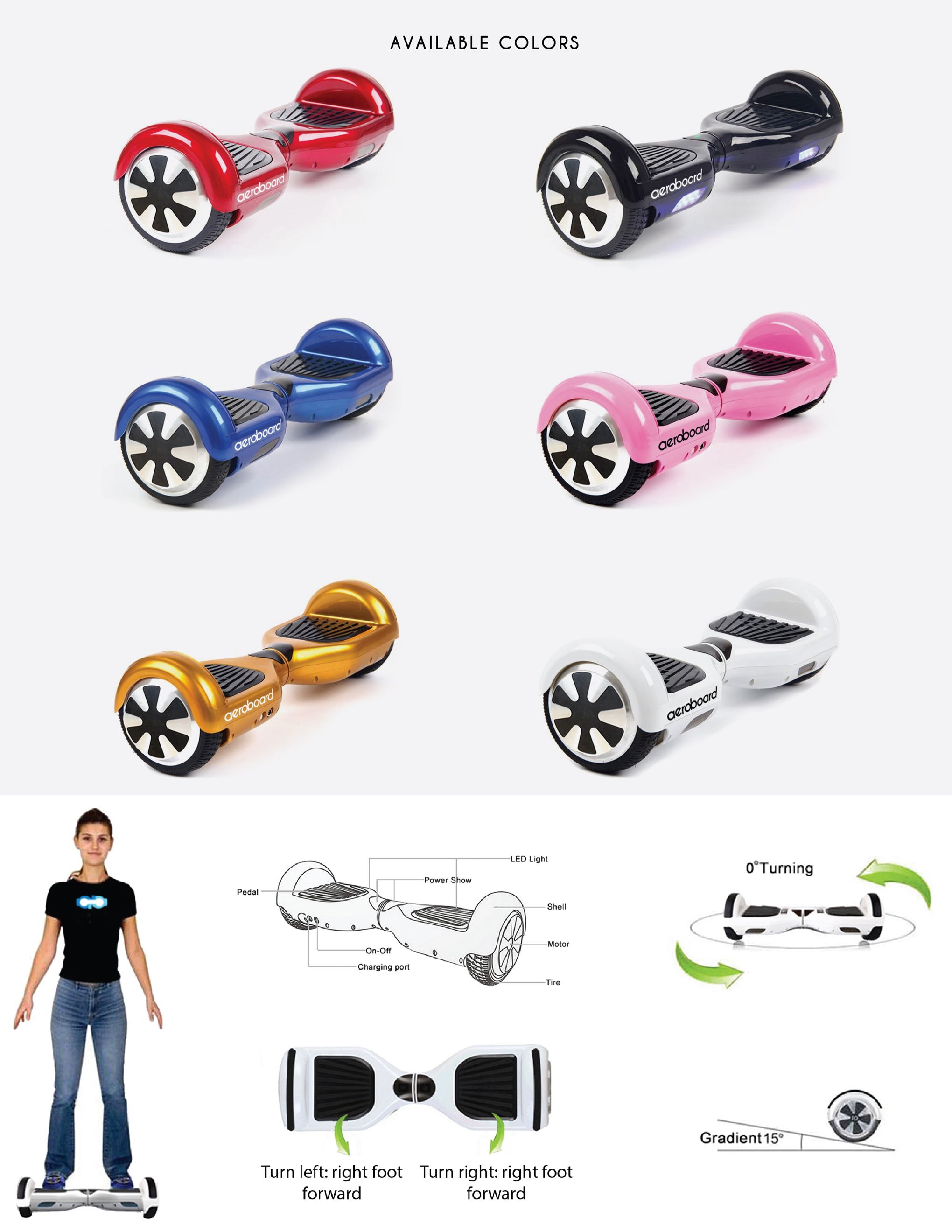 Aero Board - Smart Self Balance Scooter - Two Wheel Hoverboard - Segway 