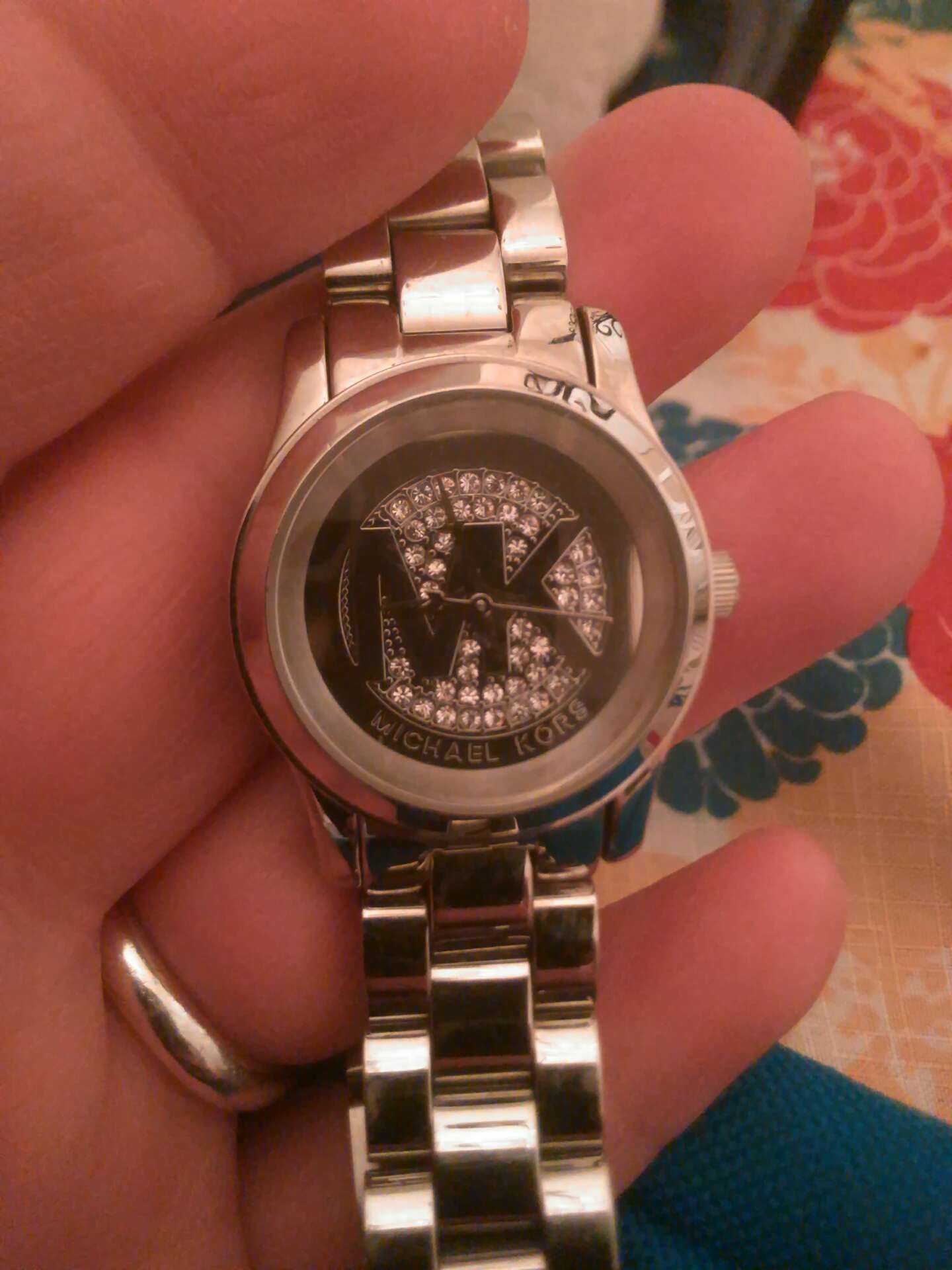 silver diamond mk watch