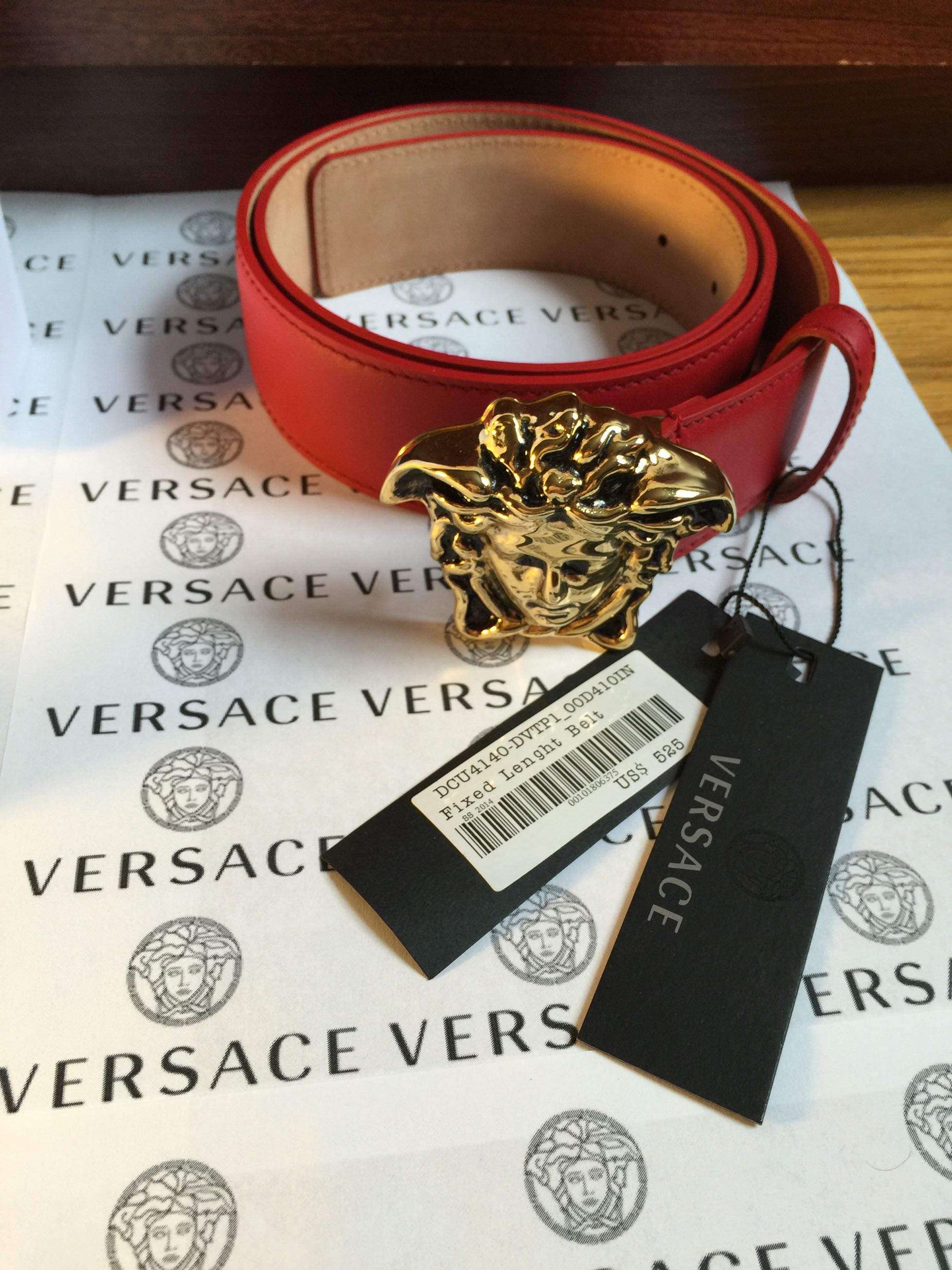 NEW WITH TAGS & RECEIPT AUTHENTIC RED VERSACE BELT W/ MEDUSA HEAD ...