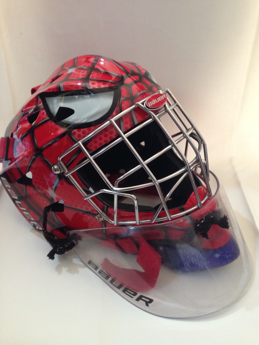 Bauer Spiderman Marvel Series Junior Ice Hockey Goalie Helmet for sale