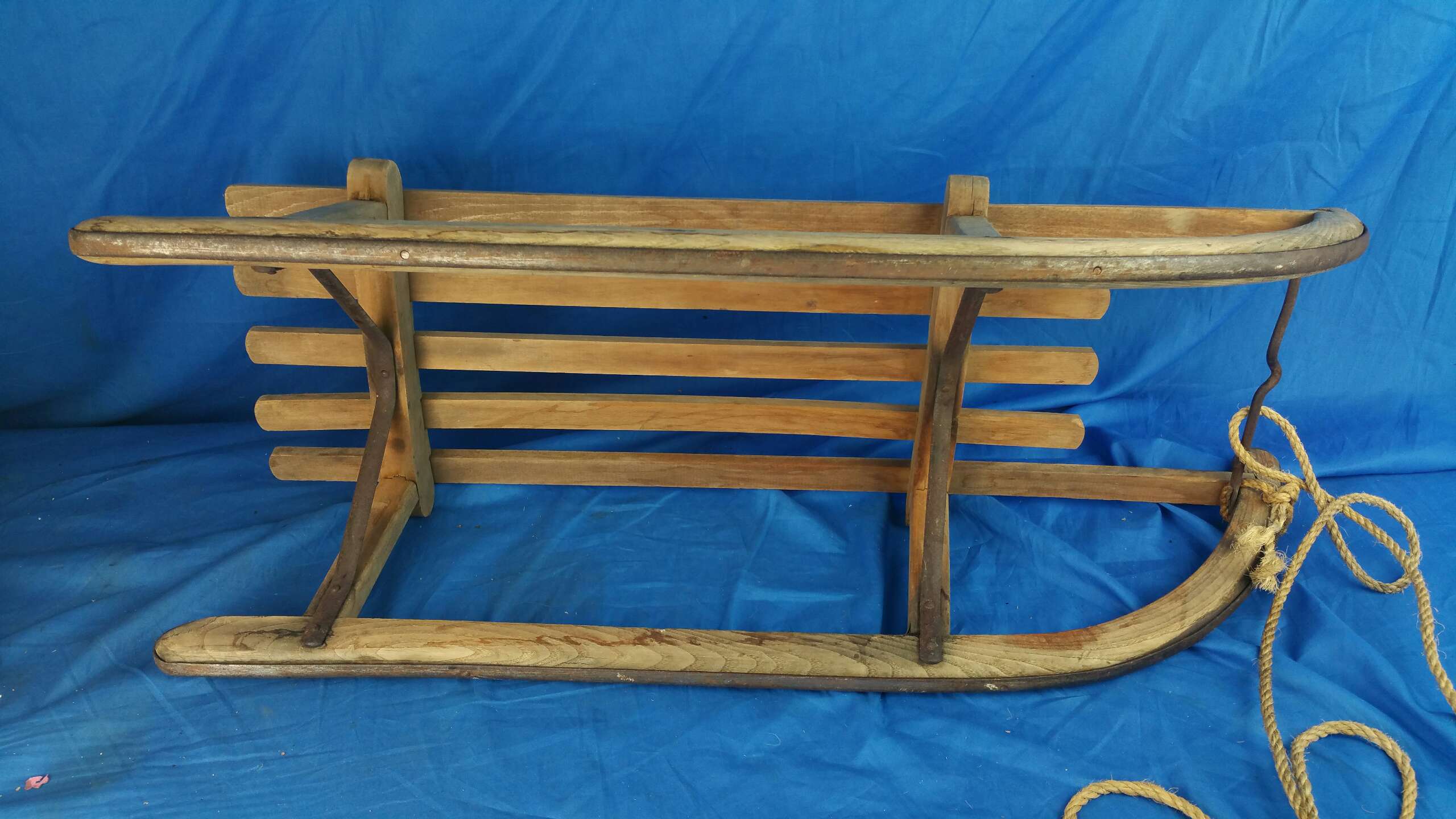 1950’s Antique German DAVOS Sled Hickory and Iron bentwood 35" for sale