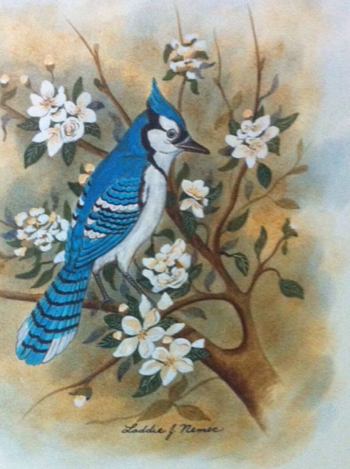 Professionally Framed Vintage Bird Wildlife Painting By Texas Artist Laddie J. N for sale in