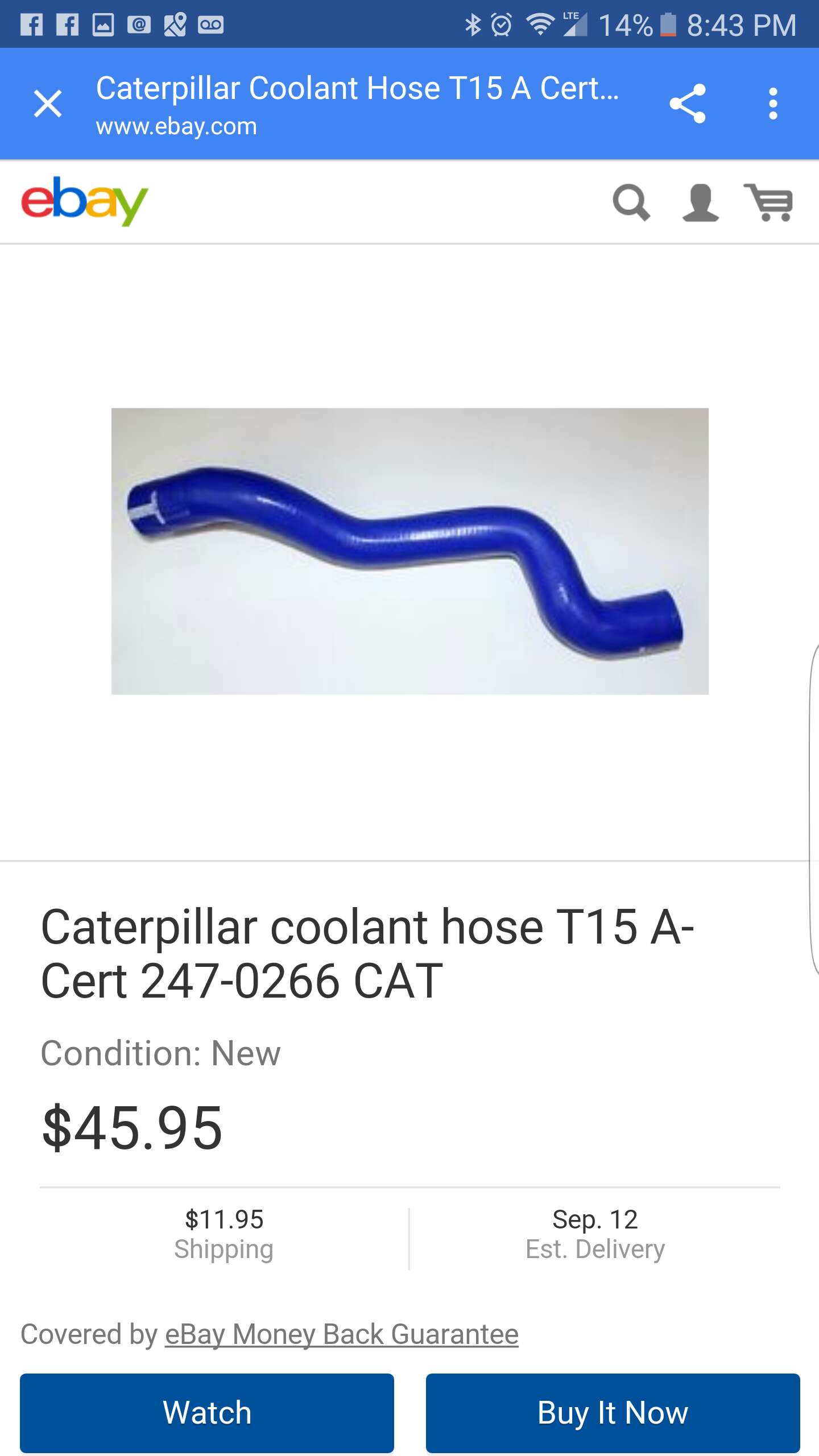 CATERPILLAR HOSE C15 coolant hose 2470266 for sale in Memphis, TN