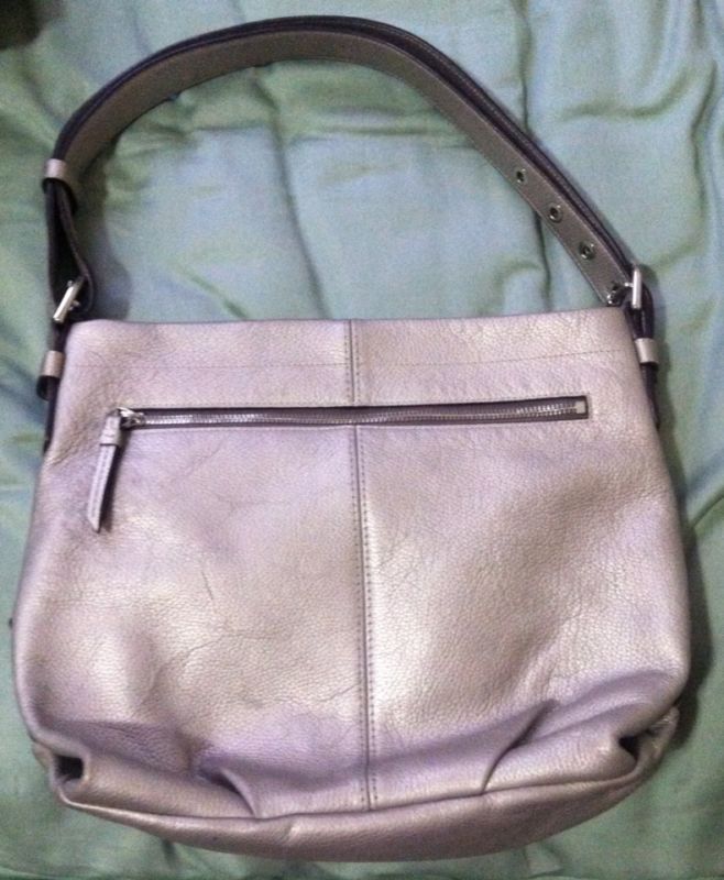 COACH Pewter Silver Leather Shoulder Bag Tote F1276-F15064 for sale ...