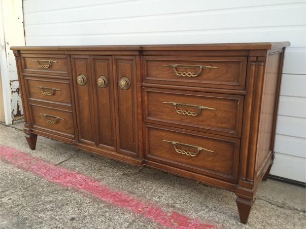MCM wood triple nine drawer dresser & mirror by Fancher for sale in ...
