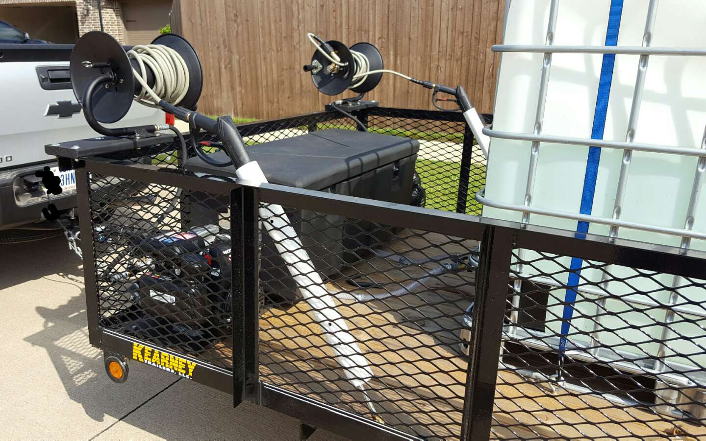 Custom pressure washing and trash can cleaning trailer. for sale in