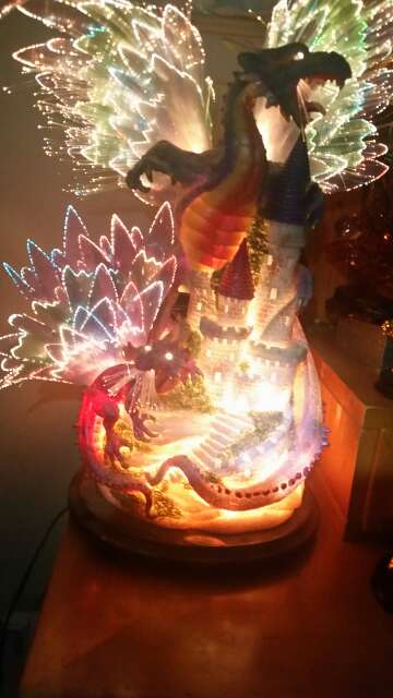 DeCapoli Fiber Optic color changing Medieval Dragon & Castle Collection ...