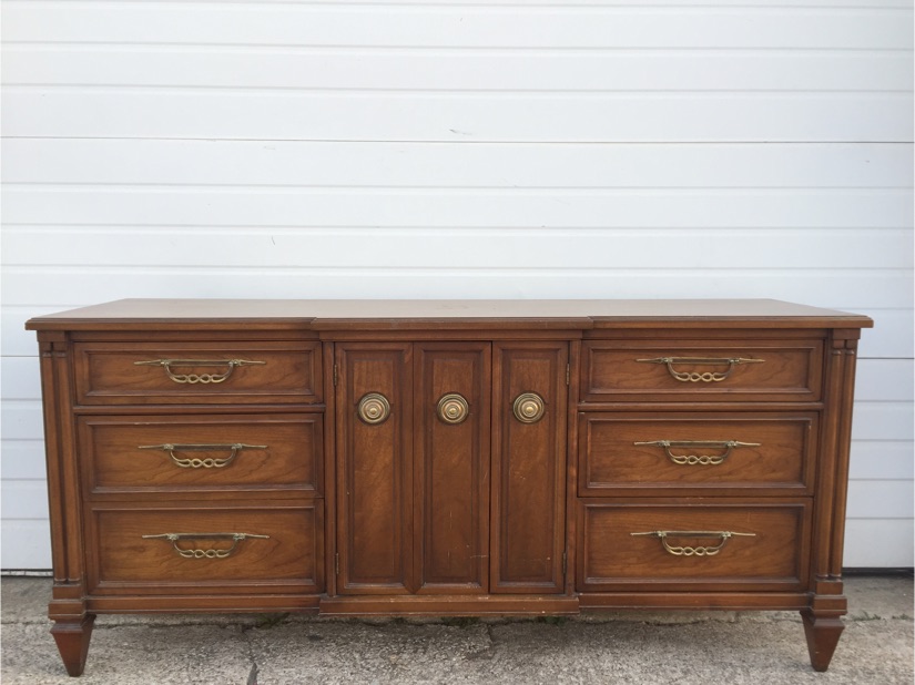 MCM wood triple nine drawer dresser & mirror by Fancher for sale in ...