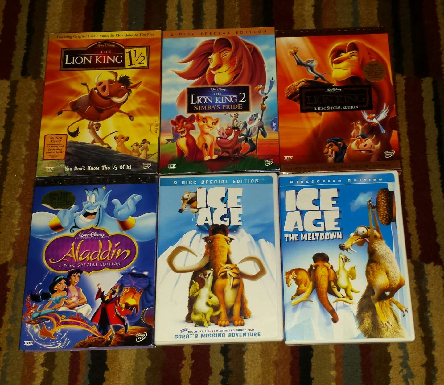 DVD Movies 5$ each & no box DVD 3$ each & Lion King 10$ & Aladdin 5 ...