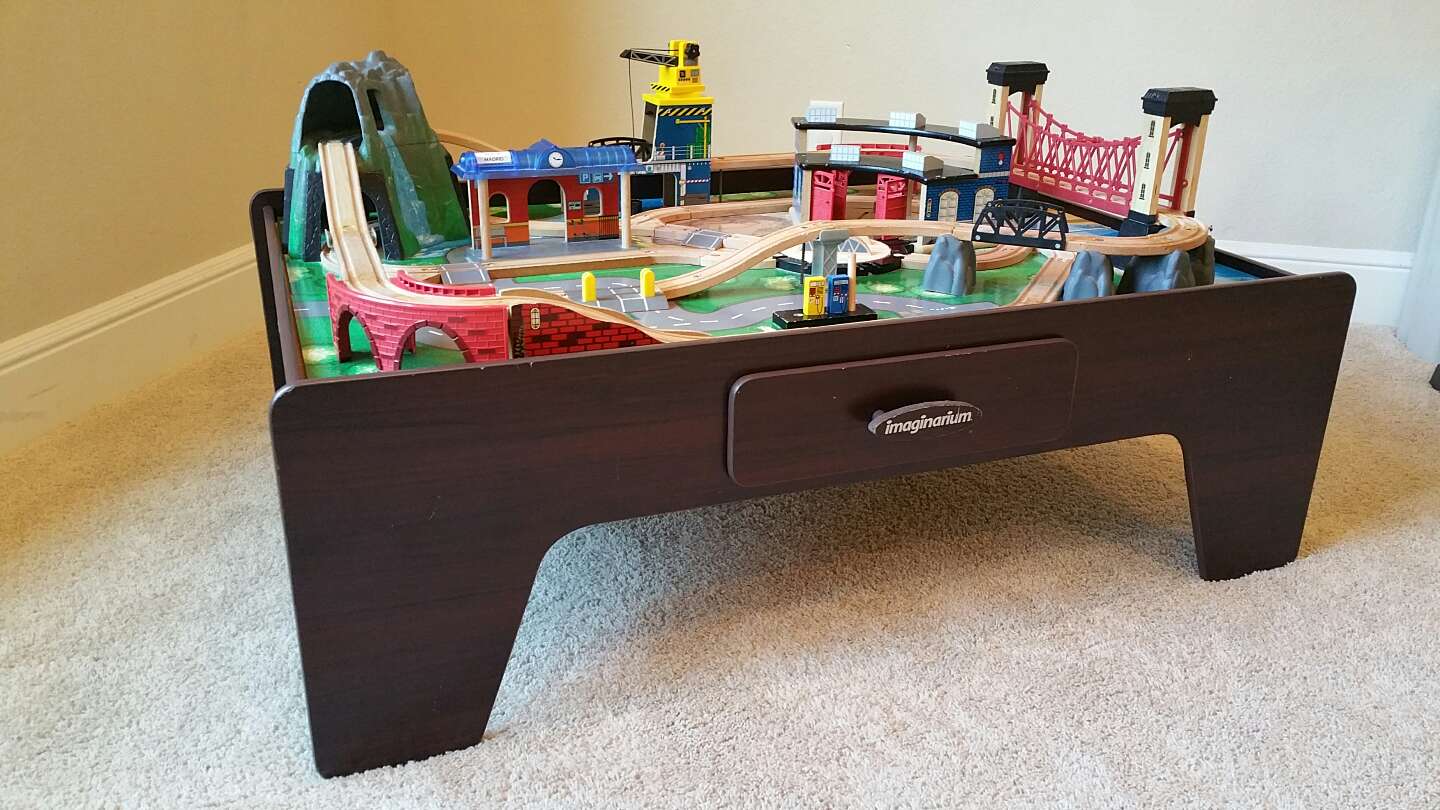 Imaginarium Mountain Rock Train Table + 14 Wooden Trains
