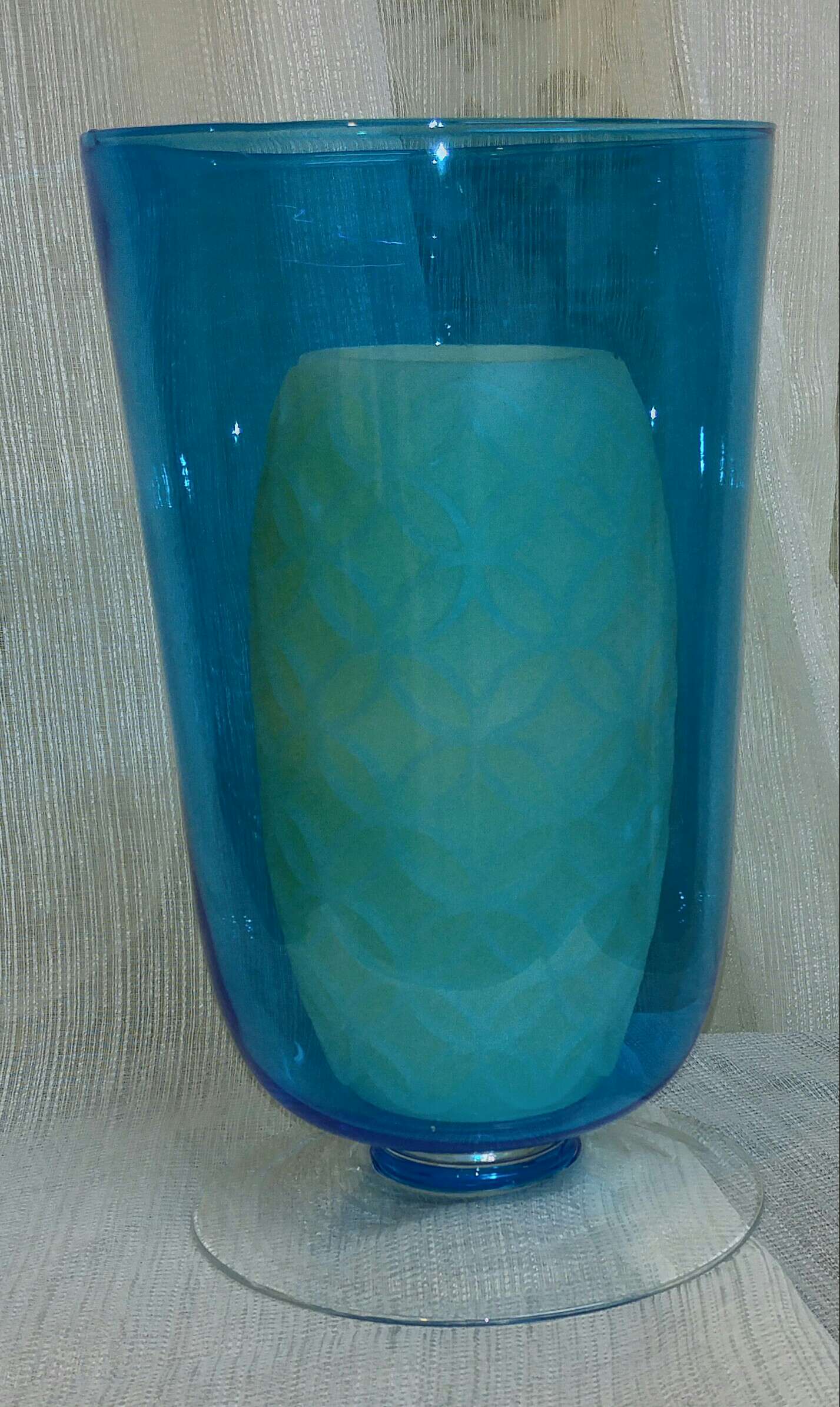 LARGE HURRICANE VASE"ALICJA" GLASS VASE "WATRA" handmade in POLAND