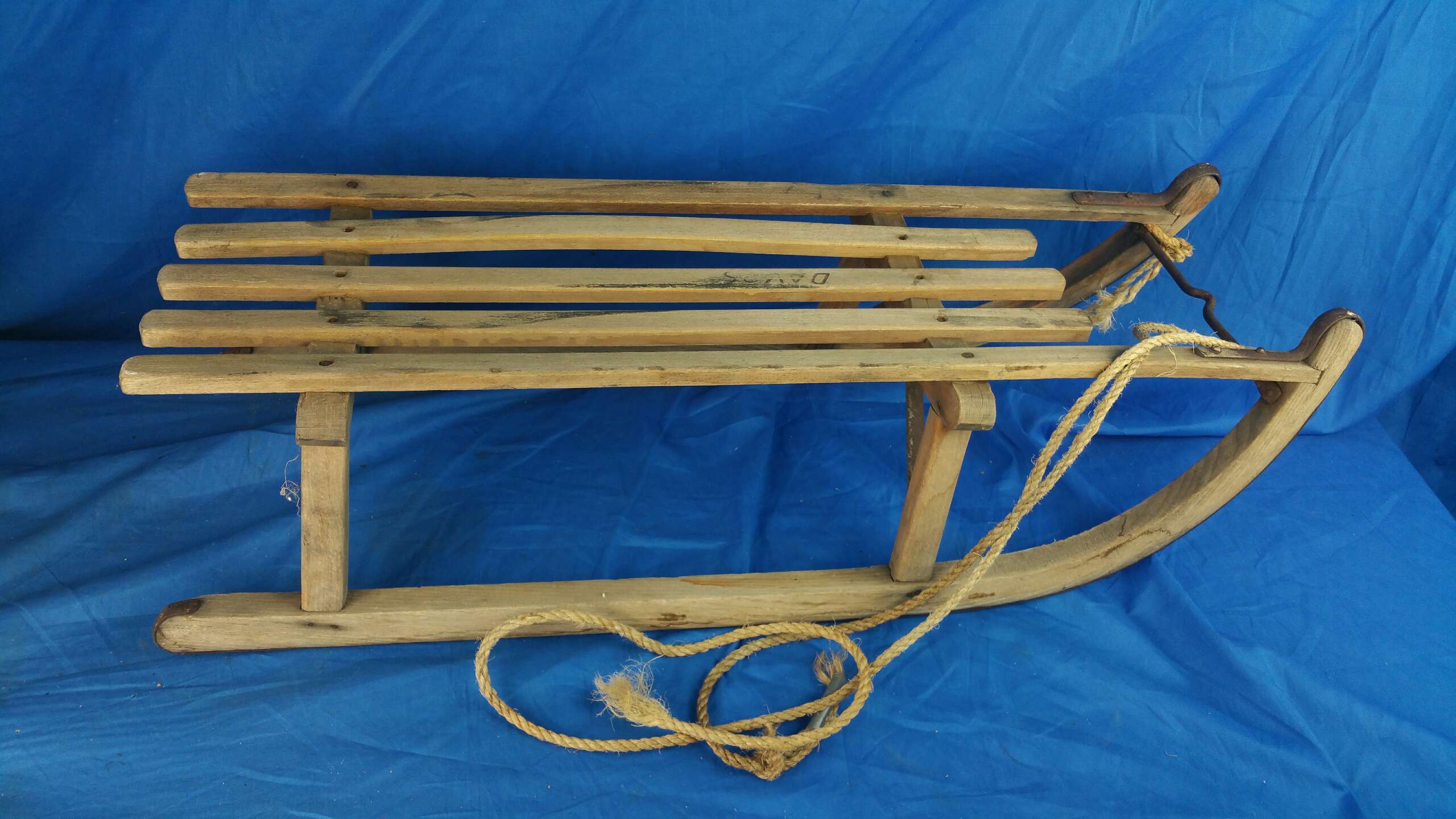 1950’s Antique German DAVOS Sled Hickory and Iron bentwood 35" for sale