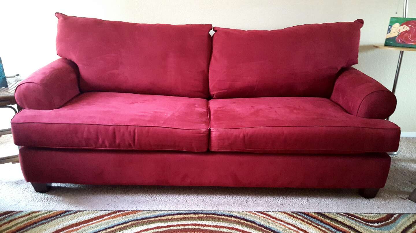 Comfy Red Suede Sofa for sale in Austin, TX 5miles Buy and Sell